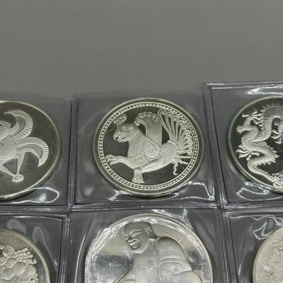 LOT 44: 1977 Franklin Mint Good Luck Sterling Silver Medal Collection - 12 Medals + COAs