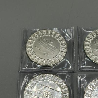 LOT 44: 1977 Franklin Mint Good Luck Sterling Silver Medal Collection - 12 Medals + COAs