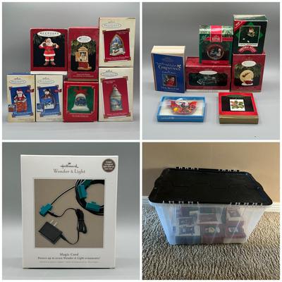LOT 49: Hallmark Keepsake Tree Ornament Collection w/ Tote & Hallmark Magic Cord Included