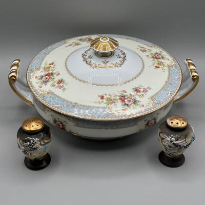 LOT 60: Vintage Noritake China Vegetable Dish & Made In Japan Shakers