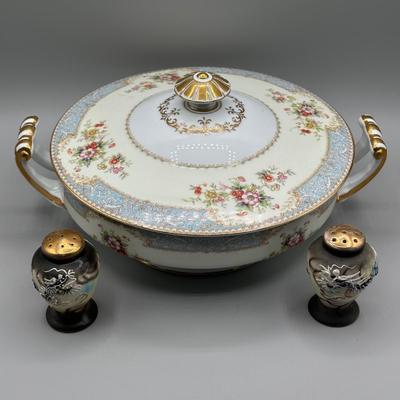 LOT 60: Vintage Noritake China Vegetable Dish & Made In Japan Shakers