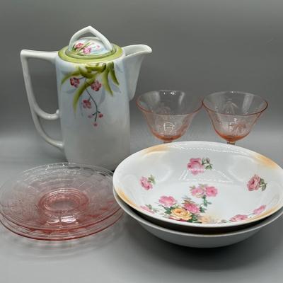 LOT 61: Vintage Pink Depression Glass & More