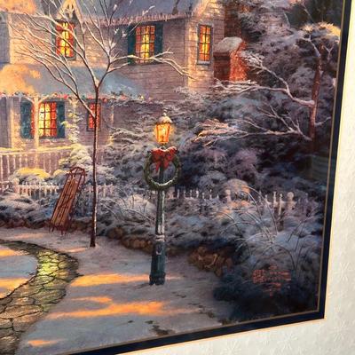 LOT 62: The Night Before Christmas Home Is Where The Heart Is Signed Print by Thomas Kinkade w/ Certificate Of Authenticity
