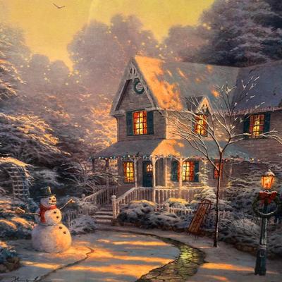 LOT 62: The Night Before Christmas Home Is Where The Heart Is Signed Print by Thomas Kinkade w/ Certificate Of Authenticity