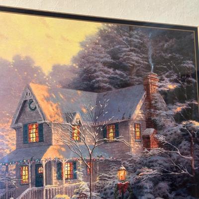 LOT 62: The Night Before Christmas Home Is Where The Heart Is Signed Print by Thomas Kinkade w/ Certificate Of Authenticity