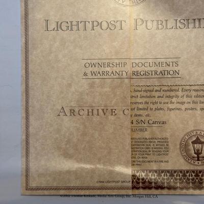 LOT 63: 10th anniversary Archive Collection Creekside Trail Signed Print by Thomas Kinkade w/ Certificate Of Authenticity