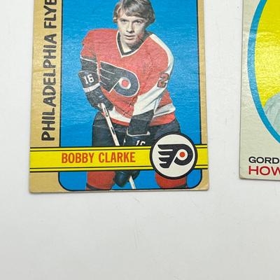 LOT 67: 8 Vintage NHL Cards - Bobby Orr, Gordie Howe, Bobby Clarke, and More
