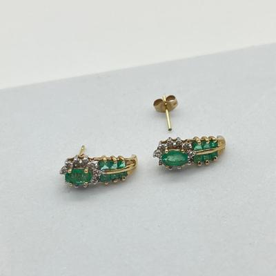 LOT 77J: Repair/Scrap - 10K Gold - Emerald and Diamond Earrings and Necklace - 6.5 gtw