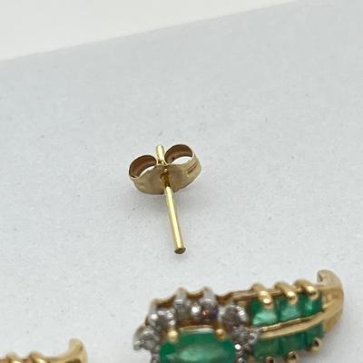 LOT 77J: Repair/Scrap - 10K Gold - Emerald and Diamond Earrings and Necklace - 6.5 gtw