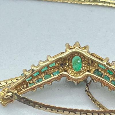 LOT 77J: Repair/Scrap - 10K Gold - Emerald and Diamond Earrings and Necklace - 6.5 gtw