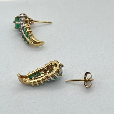 LOT 77J: Repair/Scrap - 10K Gold - Emerald and Diamond Earrings and Necklace - 6.5 gtw