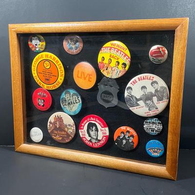 LOT 81B: Framed Collection of Vintage Beatles Pin