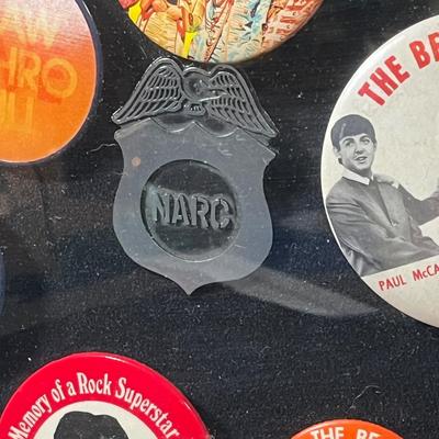 LOT 81B: Framed Collection of Vintage Beatles Pin