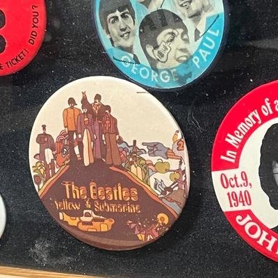LOT 81B: Framed Collection of Vintage Beatles Pin