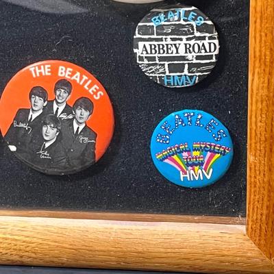 LOT 81B: Framed Collection of Vintage Beatles Pin