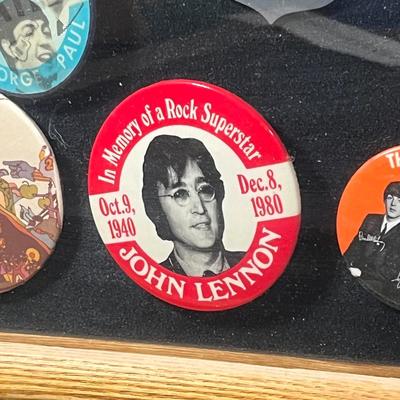 LOT 81B: Framed Collection of Vintage Beatles Pin