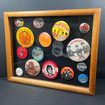 LOT 81B: Framed Collection of Vintage Beatles Pin