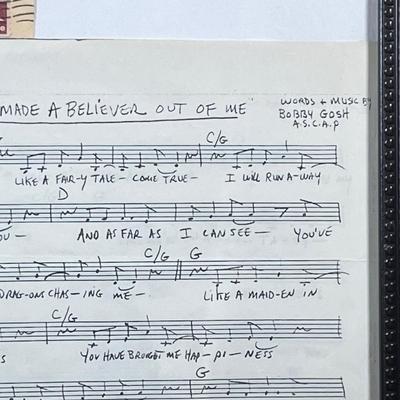 LOT 83B: Bobby Gosh Rare Sheet Music “You Made A Believer Out Of Me”