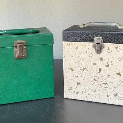 Vintage Pair of 45 Record Storage Carry Cases: Platter-Pak Type with 100 Records