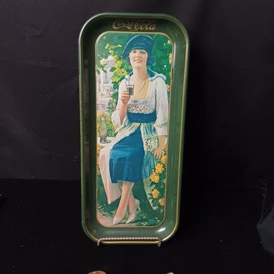 REPRODUCTION COCA-COLA TRAY, MOUNTED AND HANDHELD BOTTLE OPENERS
