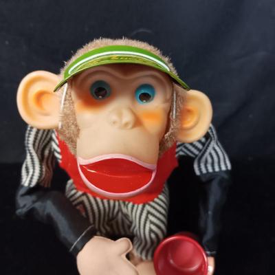 WORKING VINTAGE CRAGSTAN CRAP SHOOTING MONKEY. HE ROLLS THE DICE!