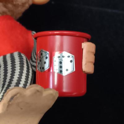 WORKING VINTAGE CRAGSTAN CRAP SHOOTING MONKEY. HE ROLLS THE DICE!