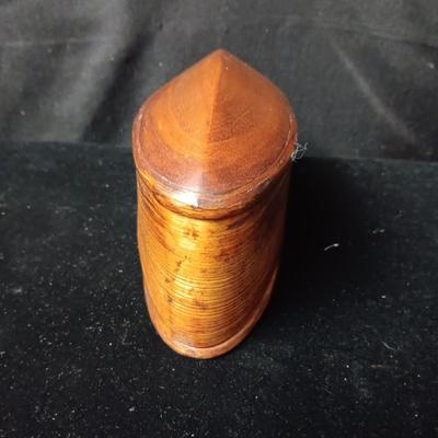 WOODEN TOBACCO BOX AND A THICK GLASS ASHTRAY BY STROMBERGSHYTTAN