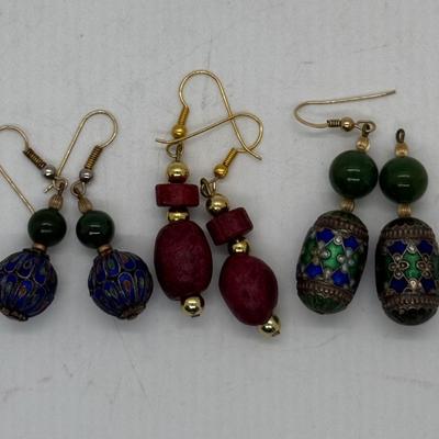 Bohemian Bead Earrings - 3 sets - Dangling Beads