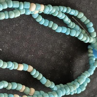 Vintage carved stone tribal totem necklace and Shell necklace