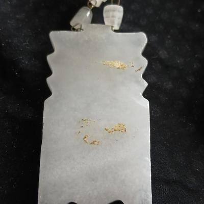 Vintage carved stone tribal totem necklace and Shell necklace