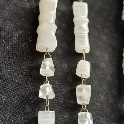 Vintage carved stone tribal totem necklace and Shell necklace