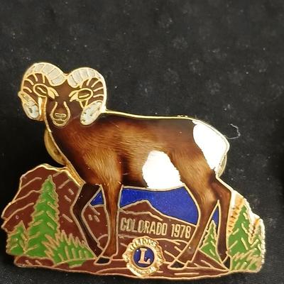 Collection of Lions club pins - award pins - hat / vest pins Fort Collins - Grover - Eaton
