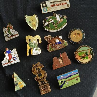 Collection of Lions club pins - award pins - hat / vest pins Fort Collins - Grover - Eaton