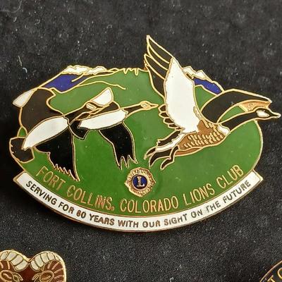 Collection of Lions club pins - award pins - hat / vest pins Fort Collins - Grover - Eaton