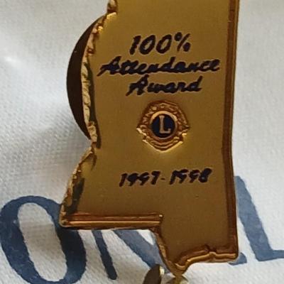 Lions club pins - award pins with International flag banner
