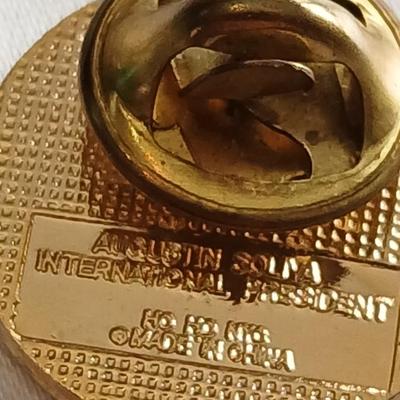 Lions club pins - award pins with International flag banner