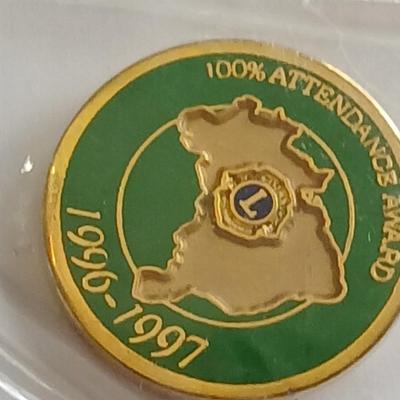 Lions club pins - award pins with International flag banner
