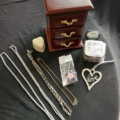 Musical jewelry box with ballerina girl and an assortment of Jewler, book marker and more