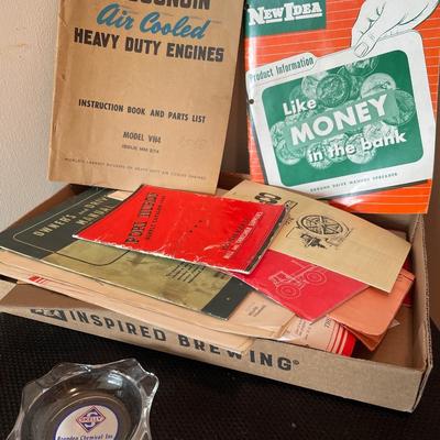 Vintage owners manuals and Skelly ashtray