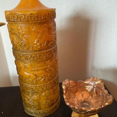 Drip olator coffee pot with cup, candle and gold tone holder