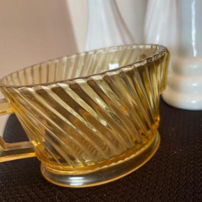Milk glass vases and amber Federal glass