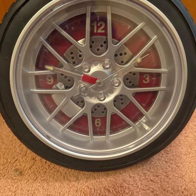 Tire themed wall clock