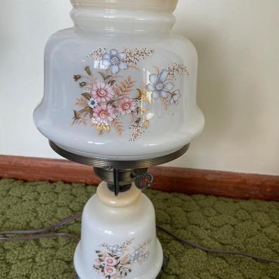 Milk glass hurricane lamp