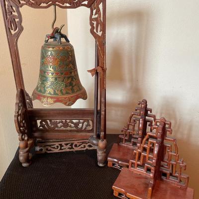 Asian temple bell with 2 shelves