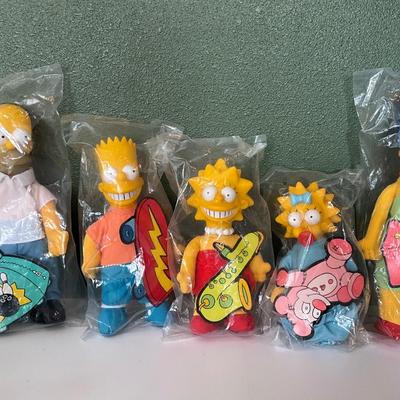 RARE The Simpsons 1990 Burger King Plush Figure Lot, Bags Sealed