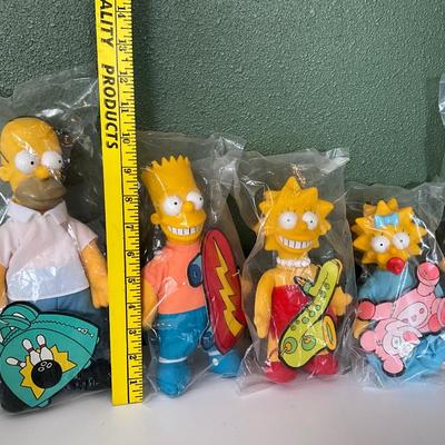 RARE The Simpsons 1990 Burger King Plush Figure Lot, Bags Sealed