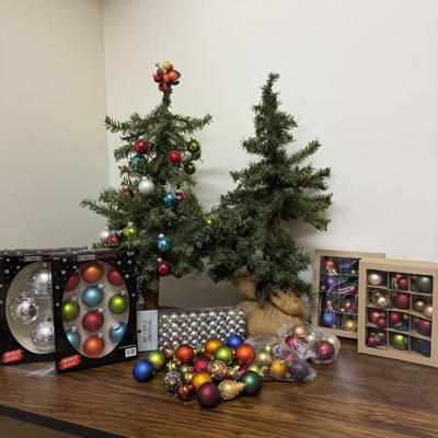 Tiny Faux Christmas Tree & Miniature Ornament Sets (GB-BM)