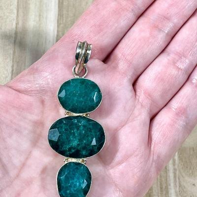 Sterling Silver Emerald Pendant