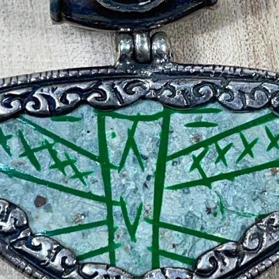 Sterling silver and green stone Slider Pendant