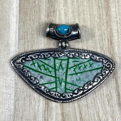 Sterling silver and green stone Slider Pendant
